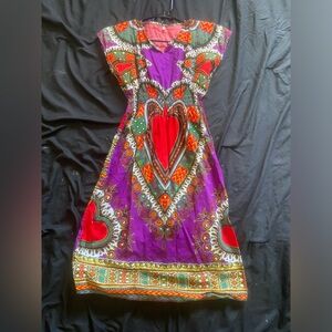 Red and Purple Midi Flutter Sleeve Sundress